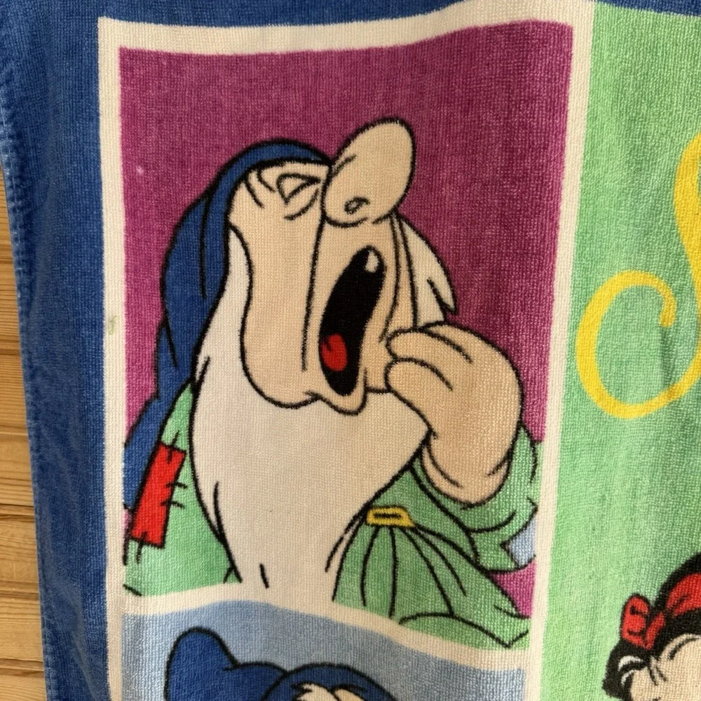 Vtg 1990s Snow White & the Seven Dwarfs Franco Beach Towel Walt Disney 56